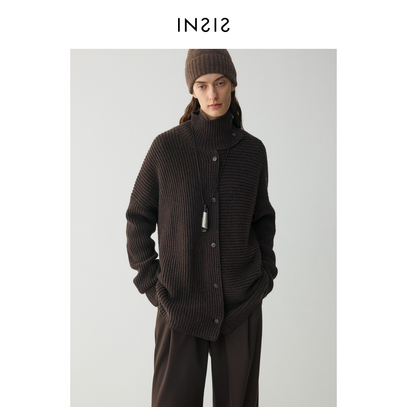 INSIS FEMME 慵懒风重磅澳洲美丽诺羊毛针织开衫秋冬女FN24421812