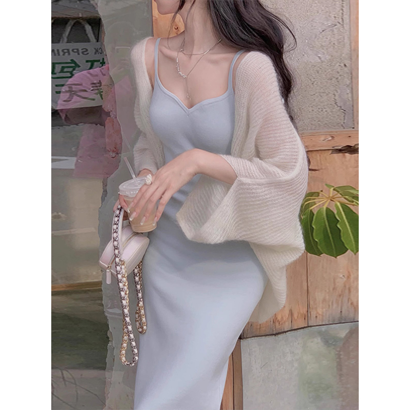 高级感针织开衫女春夏季2024新款白色毛衣外套外搭防晒衫披肩上衣