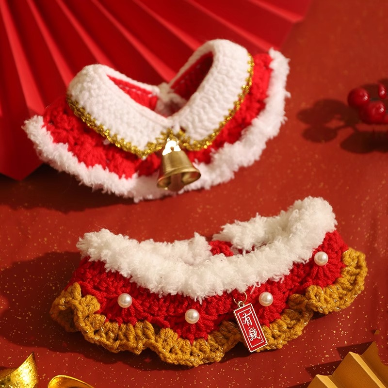 【可爱围脖合集】猫咪围脖项圈口水巾围巾饰品围兜宠物新年编织装饰