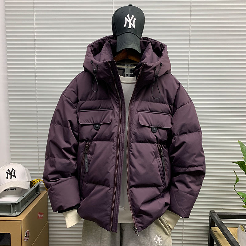 羽绒服男士冬季新款加厚工装潮牌连帽休闲连帽百搭保暖白鸭绒外套