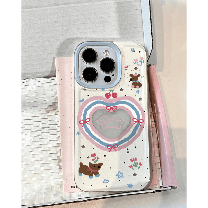 ins碎花小狗适用vivos19透明手机壳苹果15防摔OPPO华为p70小米14