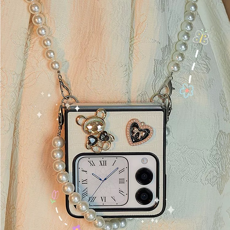 新款爱心镶钻小熊适用华为novaflip折叠屏手机壳女款斜跨Nova硬壳