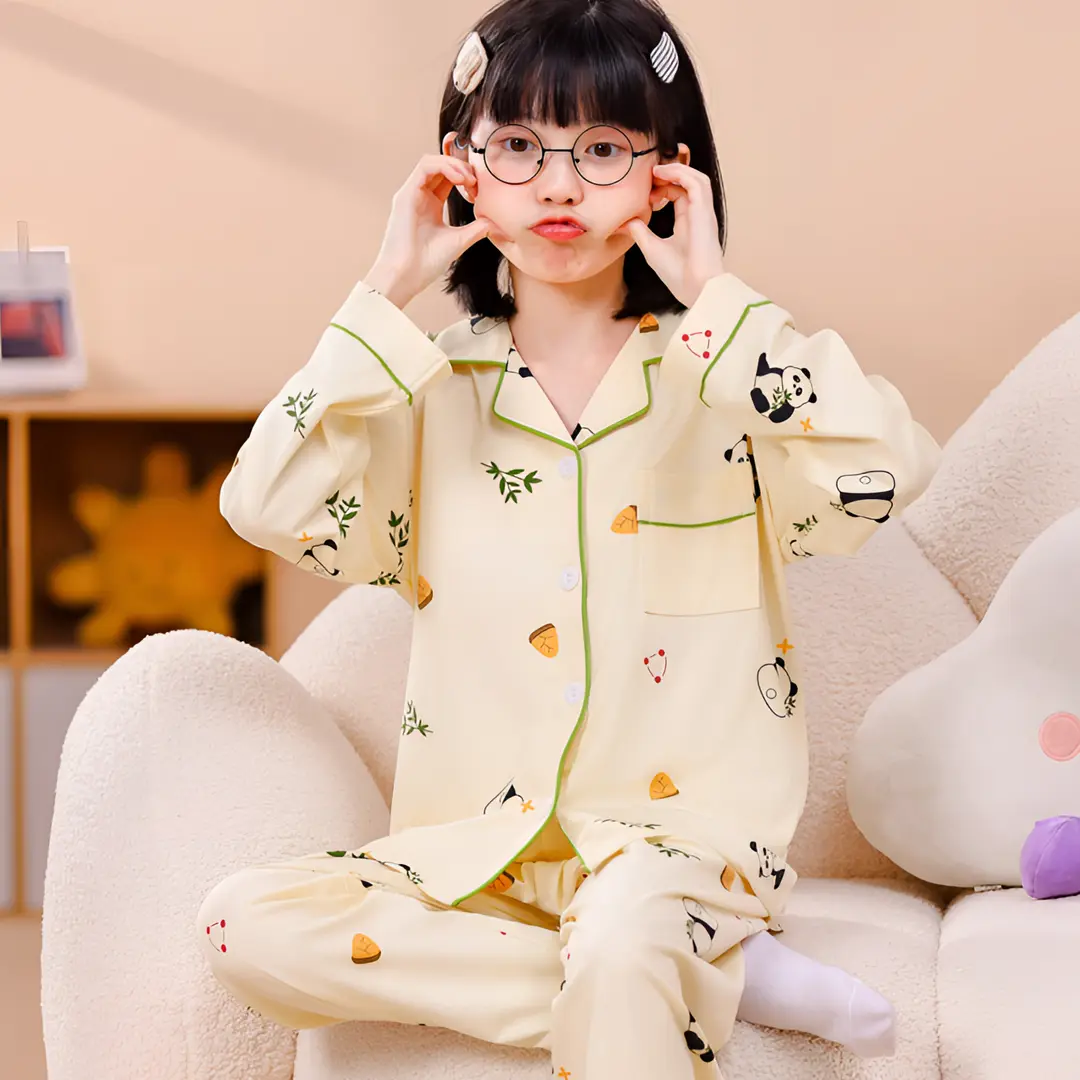 儿童款睡衣女春秋季长袖可爱女童家居服减龄学生卡通小个子套装夏