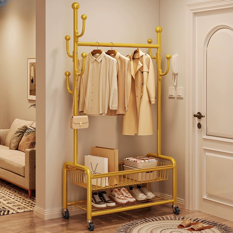 衣帽架落地卧室挂衣架家用床边移动轻奢晾衣架学生宿舍简易衣架C