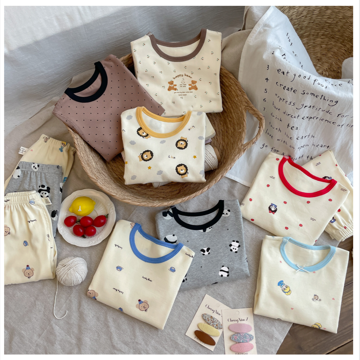 【羊毛拉架】纯棉无骨空调儿童秋冬款长袖男童女童卡内衣两件套宝宝