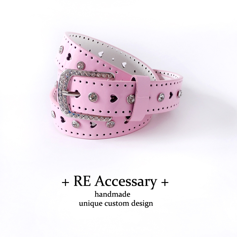 千禧复古辣妹霹雳水钻腰部搭配彩色皮带水钻桃心腰带女士2023新款