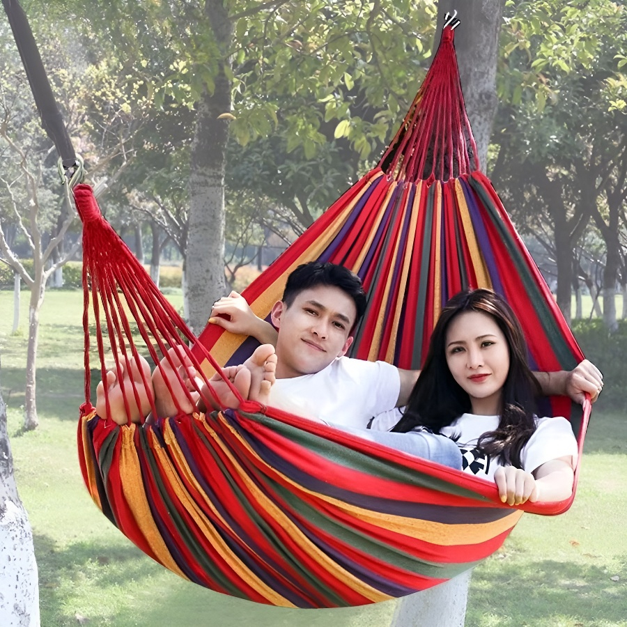 吊床户外加厚帆布单双人秋千学生宿舍吊椅防侧翻家用懒人睡觉摇篮