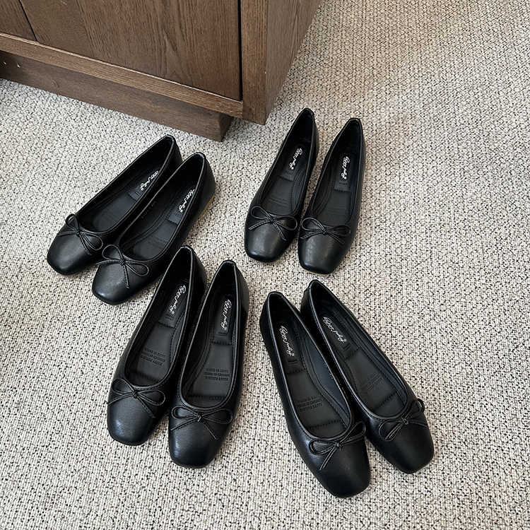 鞋子女四季鞋方头平底单鞋女可爱日系蝴蝶结芭蕾鞋百搭懒人鞋1135