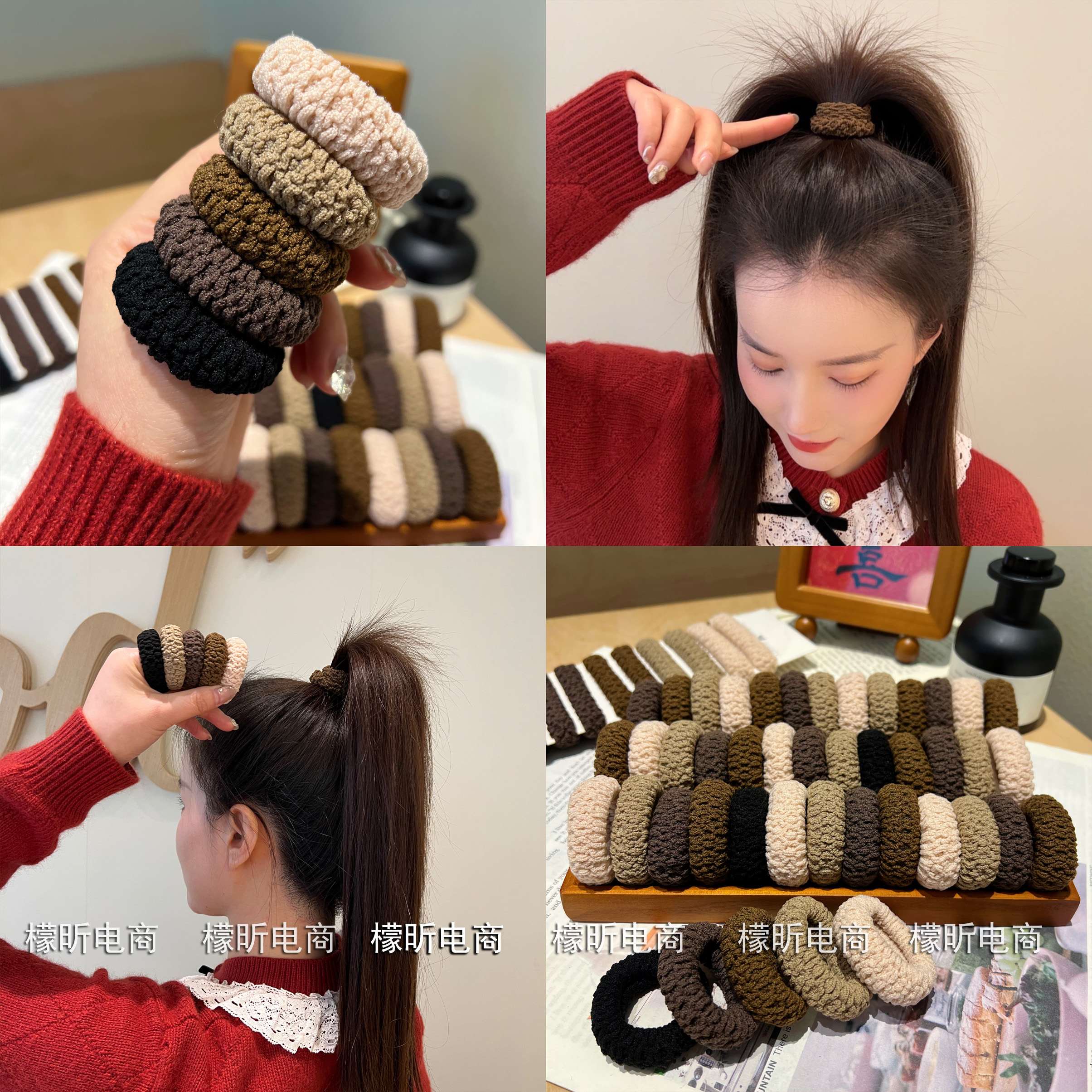 加粗加厚扎马尾丸子头简约头绳高弹力不伤发成人发绳皮筋