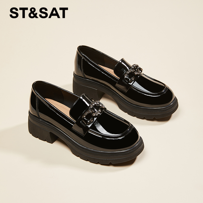 星期六乐福鞋女鞋子厚底秋季2025新款真皮爆款软皮英伦风小皮鞋女