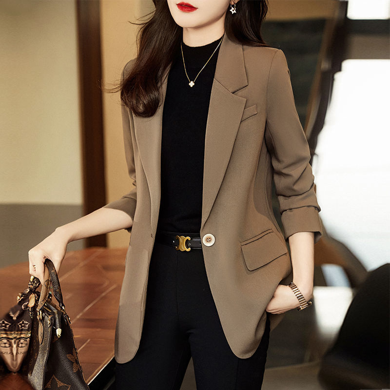 L秋冬宽松西装外套女2022韩版新款休闲大码上衣高级感英伦风女装
