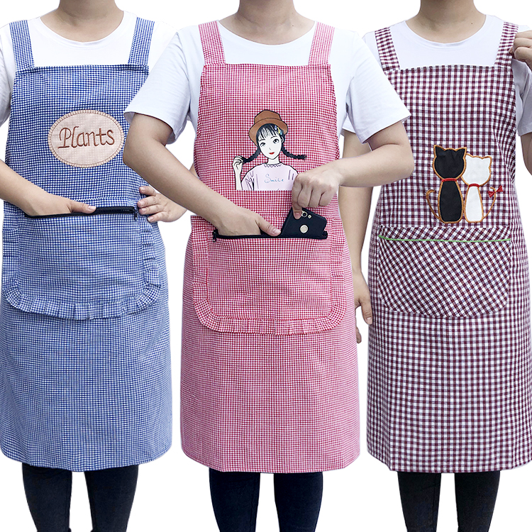 纯棉围裙男女家用厨房专用做饭全棉透气围腰罩衣防油污棉布工作服