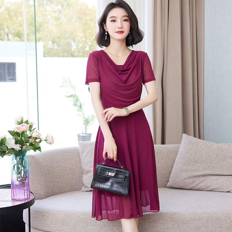 A335春夏时尚气质网纱连衣裙女2024年新款时尚修身显瘦长款长裙