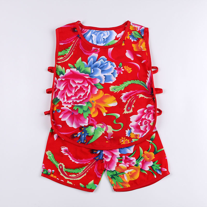 夏季东北大花儿童套装婴儿服民族风男女宝宝薄款大花幼儿园演出服