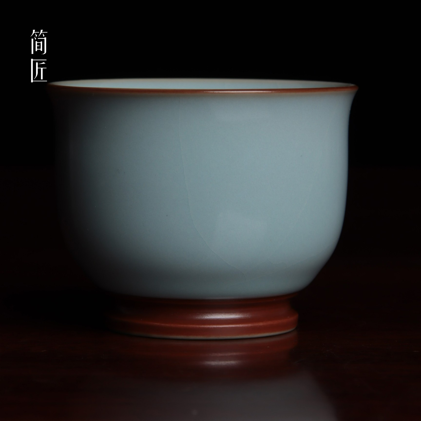 【新手入门】科普福利主人杯铜足杯当代汝窑天青釉茶杯微瑕80ml