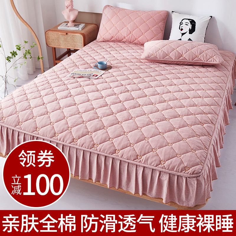 品牌100全棉床笠罩带裙边2025新款纯棉加厚夹全包四季用南通家纺