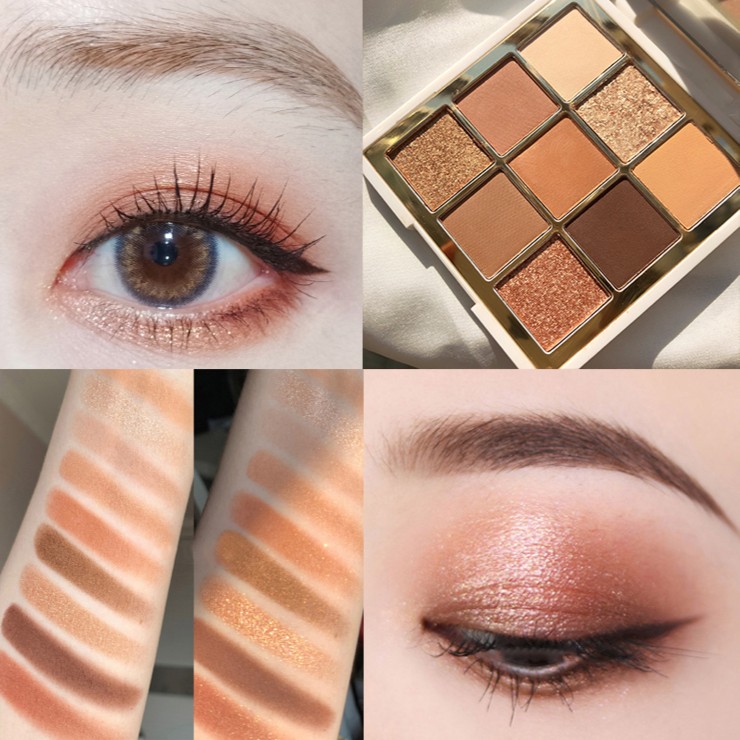 【送液体眼影】9色眼影珠光大地色哑光眼影初学者九宫格