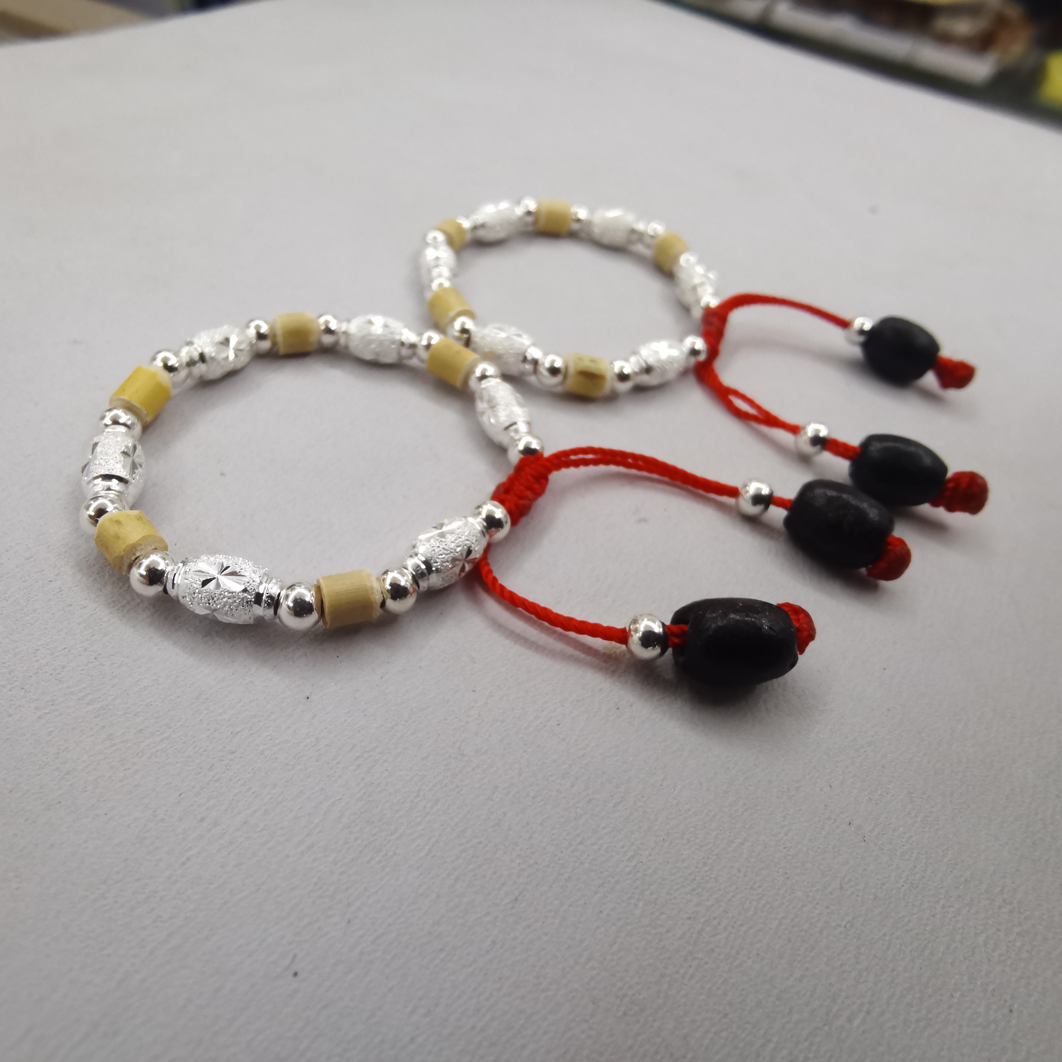 非金属木质手链 小婴儿孩子大人金竹银珠子梓梗手工编织手链08