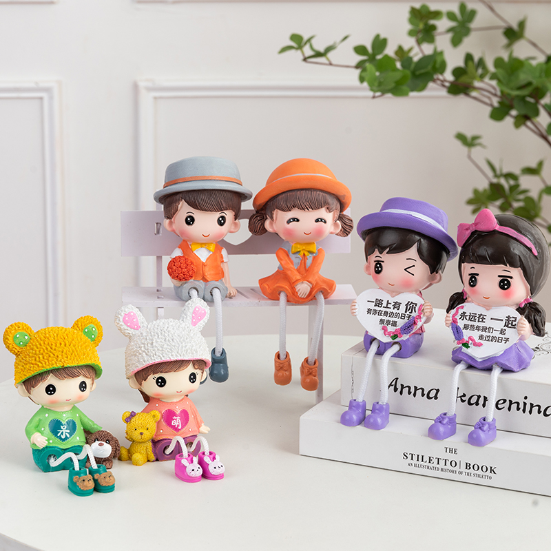 卡通吊脚娃娃客厅装饰摆件 电视柜酒柜隔板桌面摆设礼品摆件简约