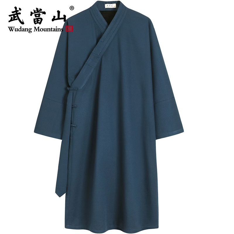 武當山服饰秋冬款加绒加厚中国风汉服斜襟太极服长袍传统宽松外套