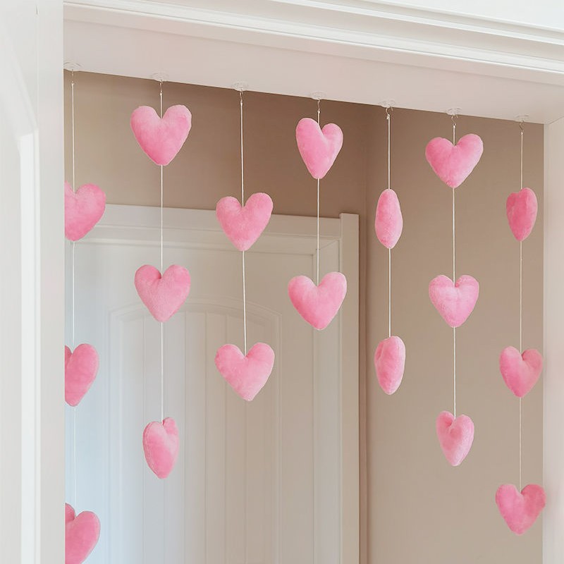 【友创】家居门帘挂件粉色爱心装饰门帘