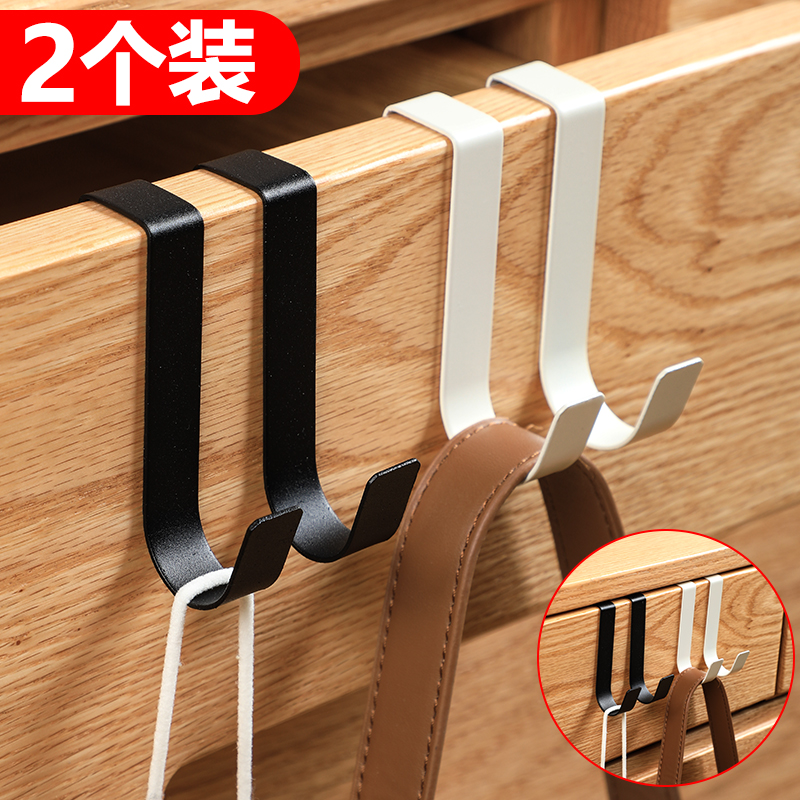 2只装S型Z型挂钩门后柜门上无痕厨房宿舍上铺床门背式免打孔衣钩