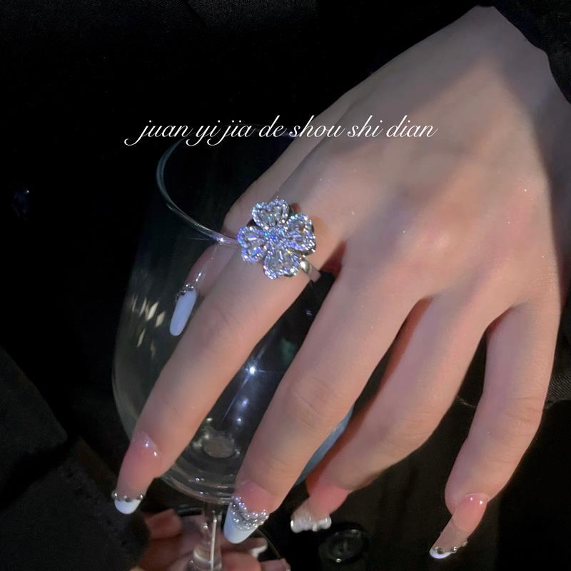 旋转四叶草戒指轻奢高级感时尚百搭不掉色网红款饰品戒指新款1128