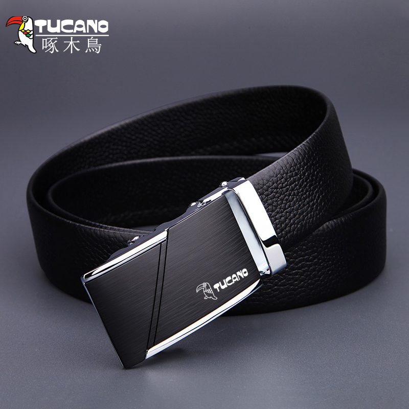 啄木鸟裤腰带男士真皮韩版青年商务自动扣百搭休闲中年牛皮裤带