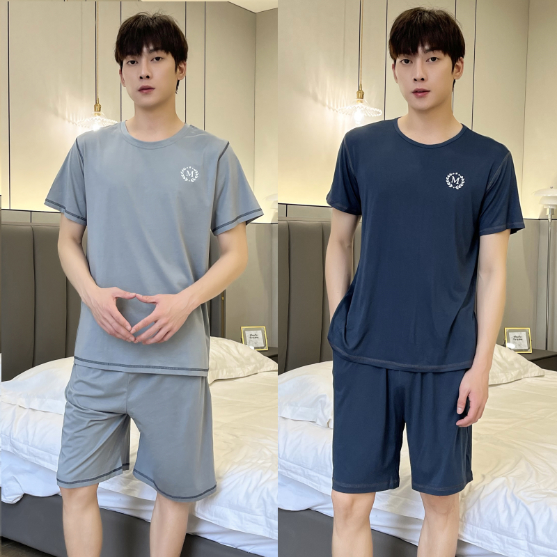 【两套装莫代尔睡衣套装】男士睡衣夏季莫代尔棉透气短袖短裤家居服