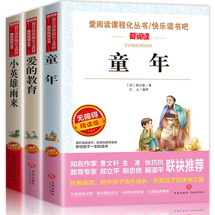 爱的教育小英雄雨来童年书全套3册高尔基正版原著完六年级上课外