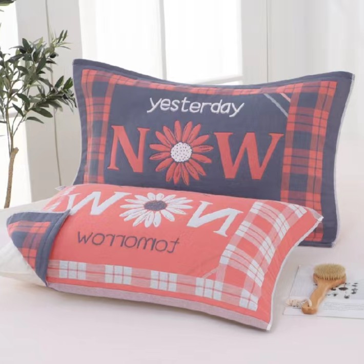 52*78cm纯棉8层纱布加厚柔软提花成人情侣大号大规格枕巾枕头巾