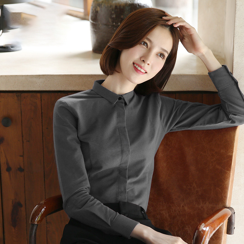 【法兰绒磨毛！蓬松柔软！】职业衬衫女长袖通勤百搭ol衬衣秋冬打底