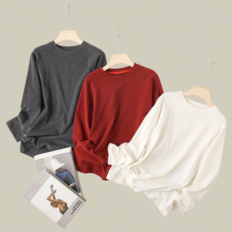 吴小越w757男童秋冬圆领套头百搭韩版t恤长袖中大童儿童打底衫