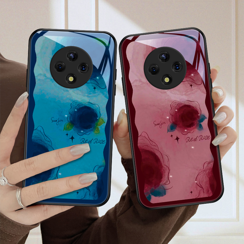 彩墨花适用华为优畅享50plus手机壳畅享20e女款30e玻璃保护套全包