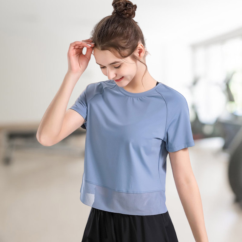 胖mm大码健身衣速干短袖T恤学生瑜伽服户外跑步运动训练宽松罩衫