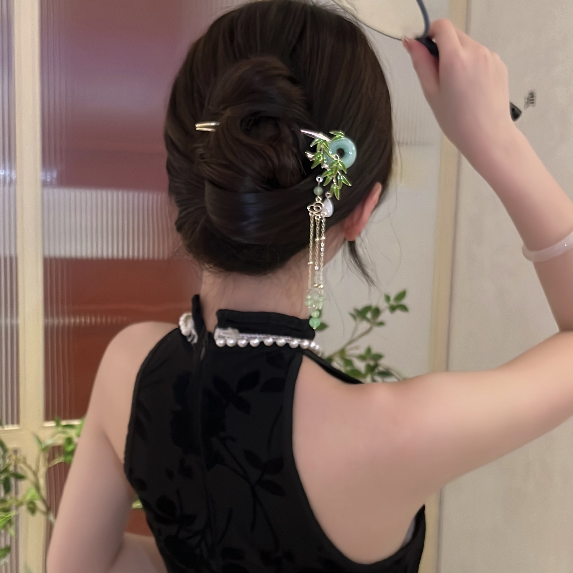 U型簪平安扣翠竹步摇古典流苏发钗发簪盘发发饰古风头饰古风簪子