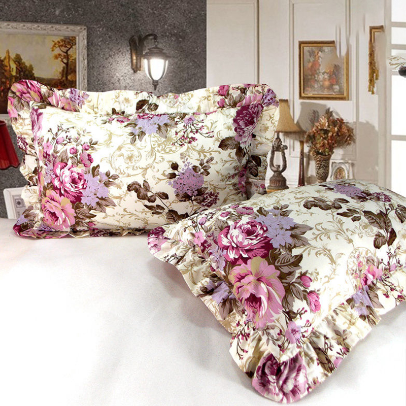 荷叶边韩式全棉枕头套双面纯棉枕套48*74cm一对枕套纯棉100%全棉