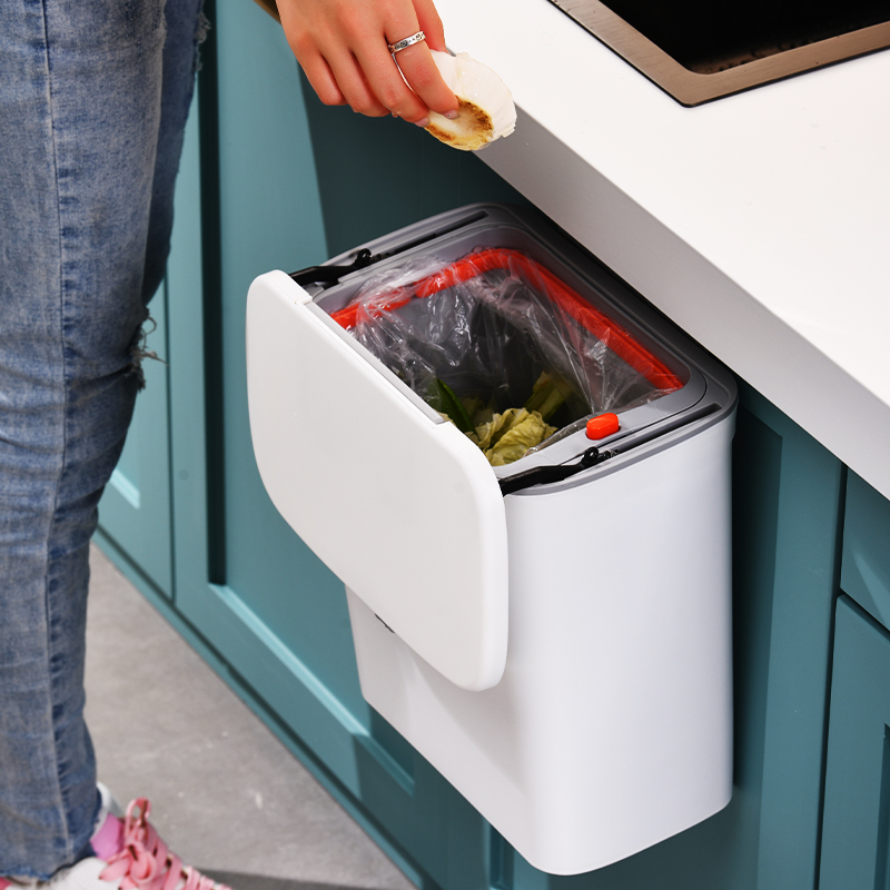 厨房壁挂垃圾桶 多功能带盖家用免打孔 带内桶厕所垃圾收纳筒大号