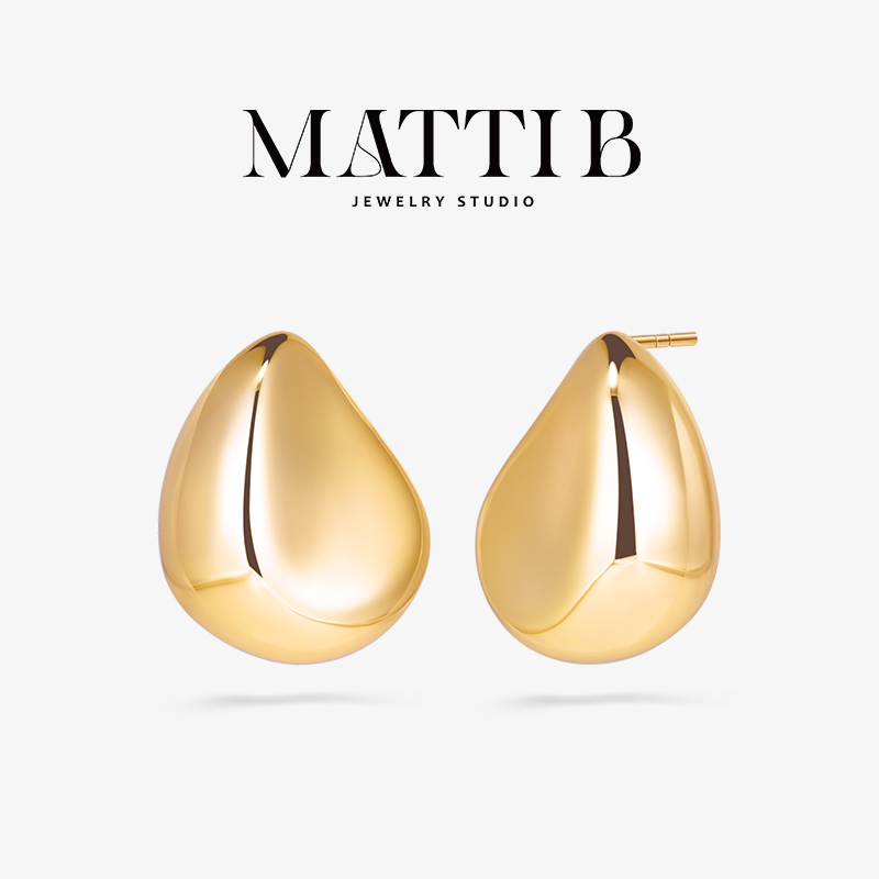 铜合金耳饰 小豆子简约水滴小众设计感气质百搭新爆款耳钉女1871