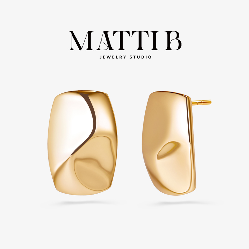 铜合金耳饰 不规则小众光面冷淡风2025年新爆款设计感耳钉女1888