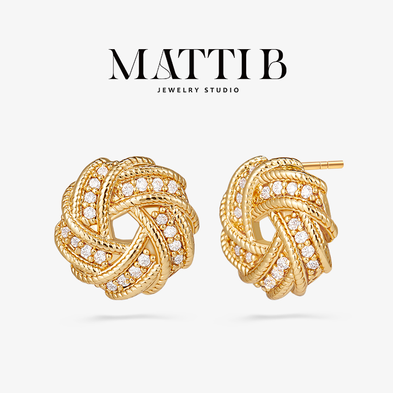 铜合金合成锆石耳饰 小香风气质轻奢小众设计高级百搭耳钉女1934