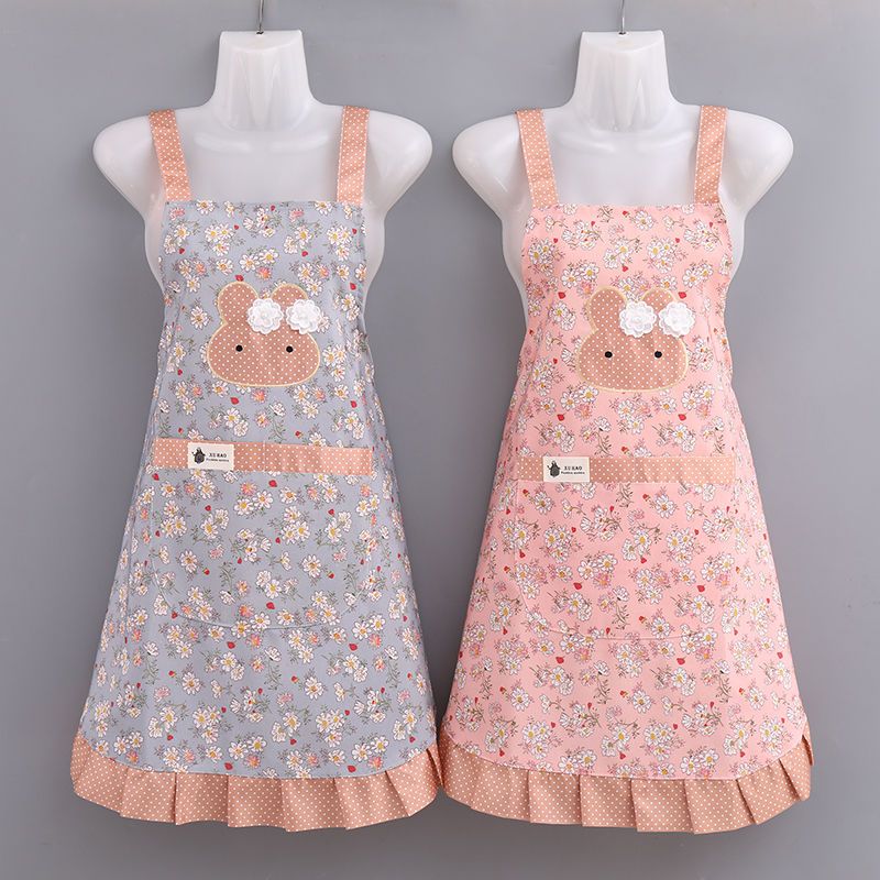 新款透气纯棉围裙耐脏防油防污时尚可爱厨房家用女洋气上班工作服