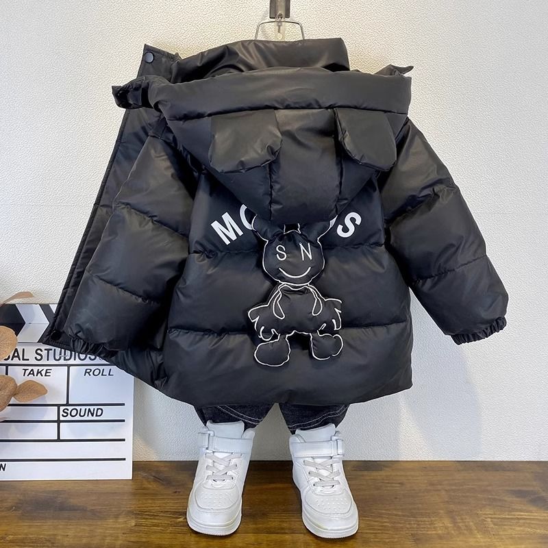 男童冬季加厚棉服2025新款儿童棉衣帅气宝宝中长款免洗棉袄外套潮
