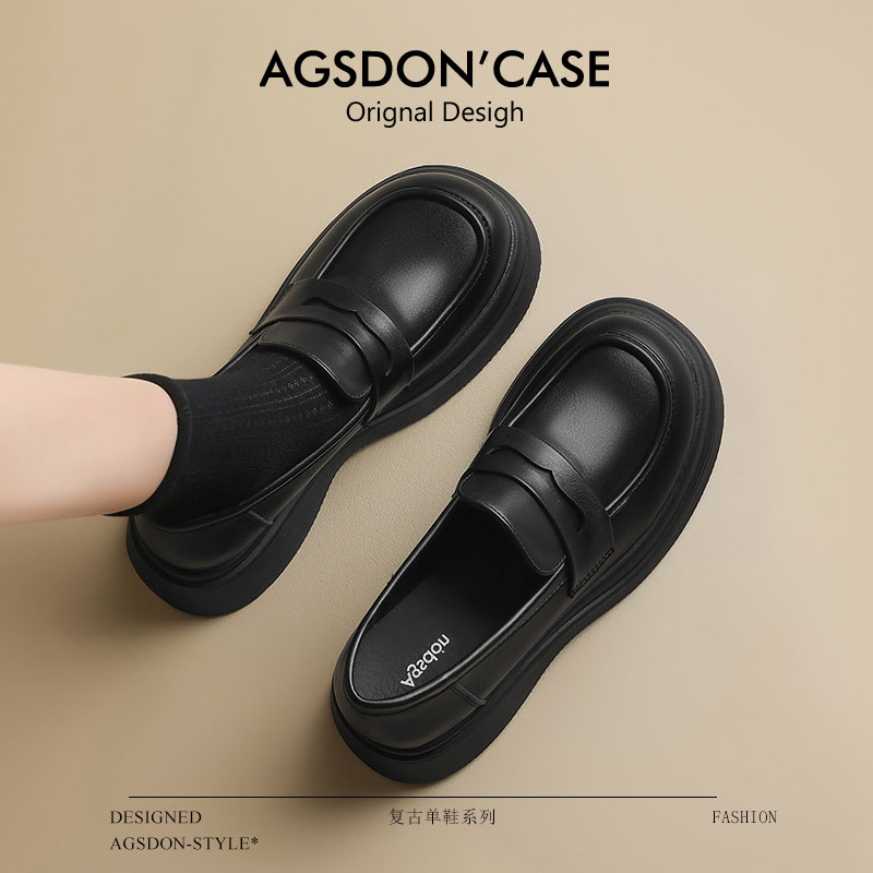 奥古狮登黑色乐福鞋女2025夏新款百搭哑光小皮鞋日系jk制服单鞋女