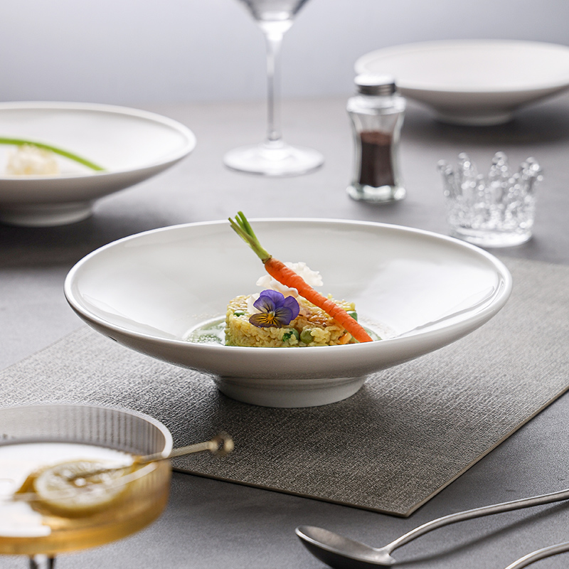 【高温白玉瓷】东晖喇叭碗 凉菜冷菜盘精致中式高级感深盘创意汤盘