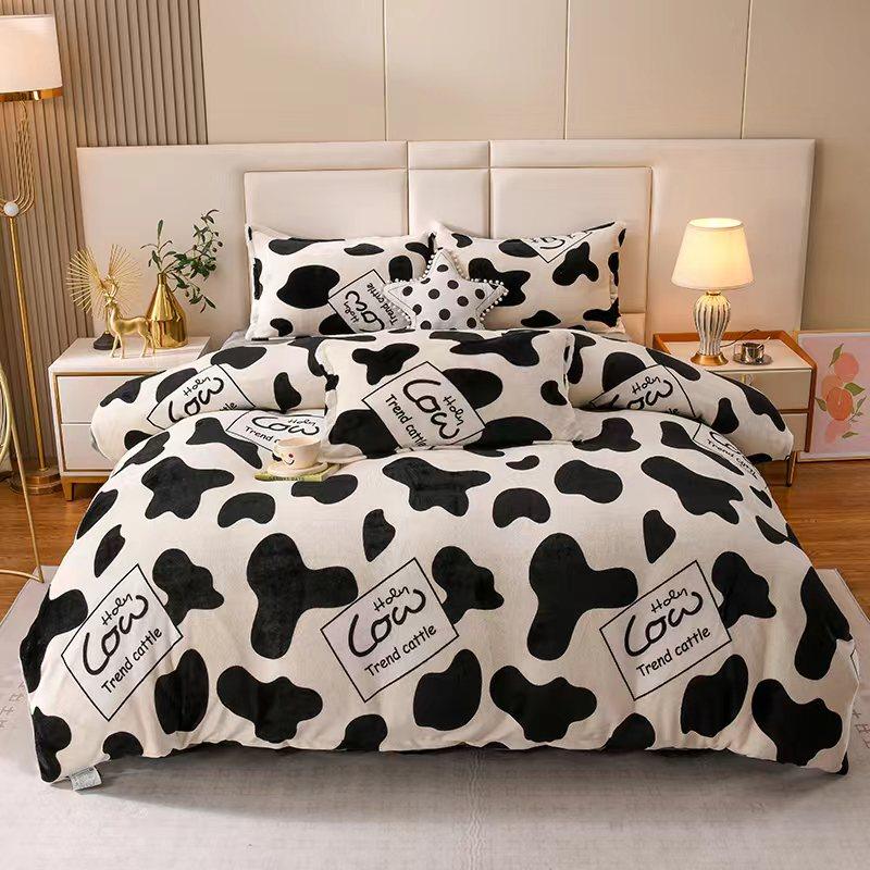 2025新款ins风牛奶绒被子学生宿舍加厚加绒印花双面绒秋冬家居