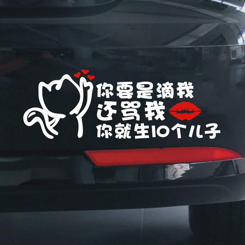 新手上路车贴提示女司机搞笑你要是滴我还骂我你就生10个儿子车贴