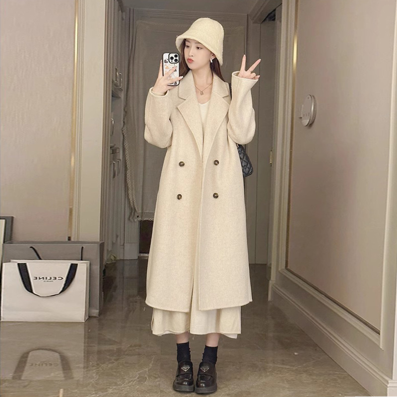 羽绒保暖内胆呢子大衣女秋冬季新款小个子今年流行双面呢毛呢外套