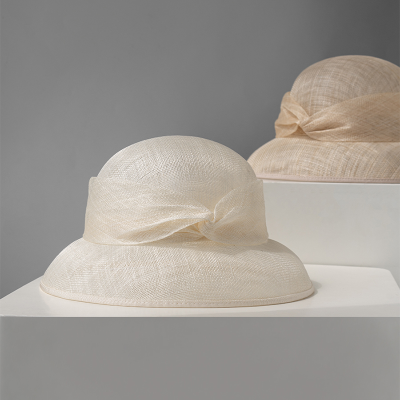 疯帽子 进口菲律宾麻渔夫帽 夏季法式优雅灯罩帽透气太阳帽女款