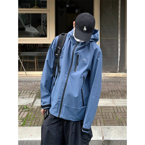 卡盛KSKM蓝色冲锋衣款外套男2025新款户外三合一可拆卸防风登山服